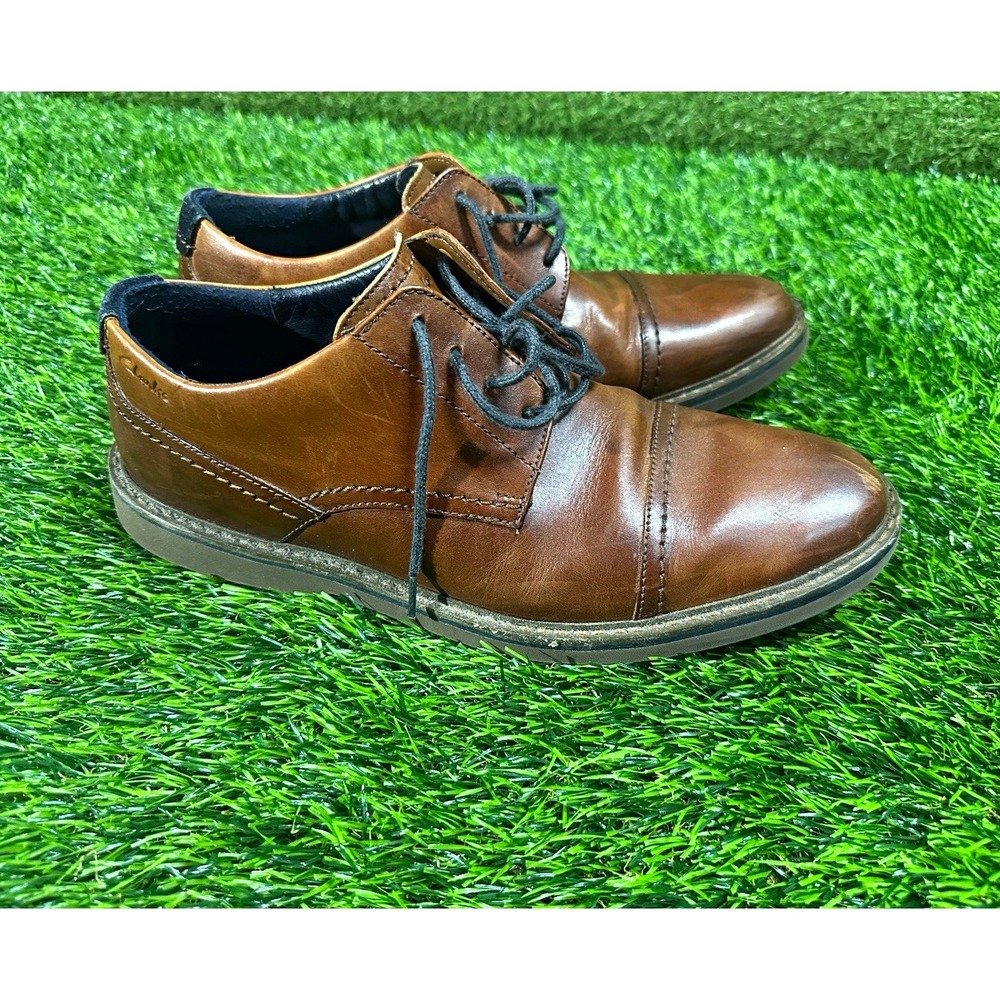 Clarks Mens Brown Leather Lace Up Cap Toe Oxford Dress Shoes 10 26161637